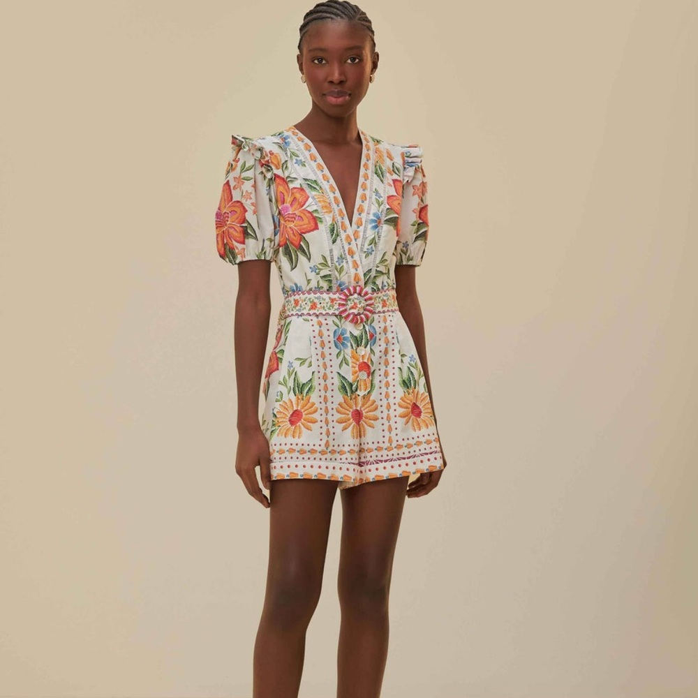 NWT Farm Rio Off-White Bloom Garden Romper